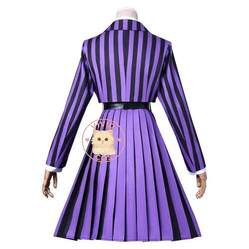 Wednesday Halloween Party Purple Striped School Uniform New