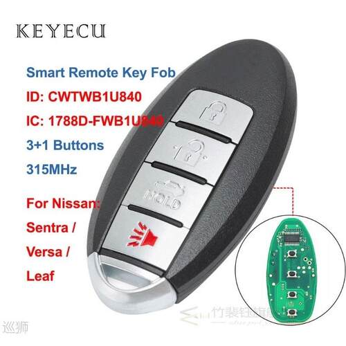 CWTWB1U840 Smart Car Remote Key Fob 4 Buttons 315MHz for Nis