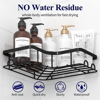 corner shower rack, non drilling adhesive bathroom rack