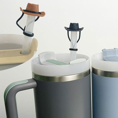 Cowboy Hat Straw Covers跨境硅胶牛仔帽吸管盖趣味吸管防尘塞盖
