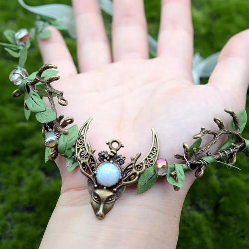 Handmade Forest Woodland Elf Hair Tiara Butterfly Deer Twig