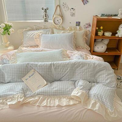Korean Princess Style Bedding Set Soft Skin-friendly Lattice