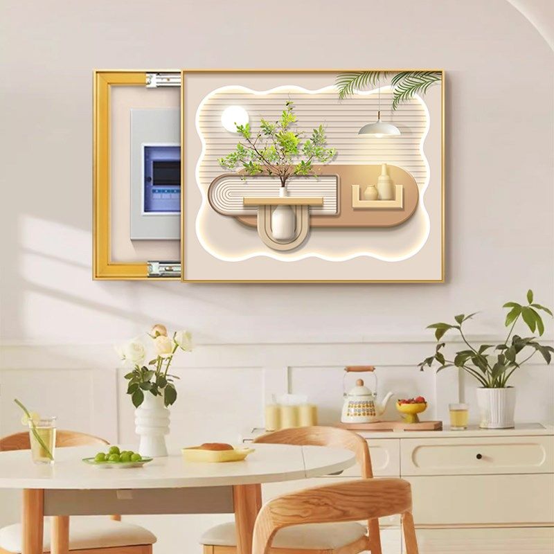 奶油风电表箱装饰画免打孔配电箱饭厅开关盒总闸电箱绿植遮挡挂画,家居饰品,现代装饰画,淘宝优惠券,粉丝福利购,淘宝优惠卷