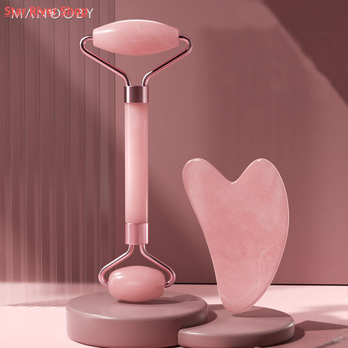 Pink Gua Sha Roller Massager Rose Resin Scraping Facial Skin