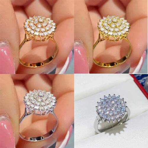 New Novel Design Flower Ring for Women Brilliant Cubic Zirco