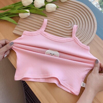 2024 Womens Sleeveless Top Cartoon Embroidered Knitted Slim