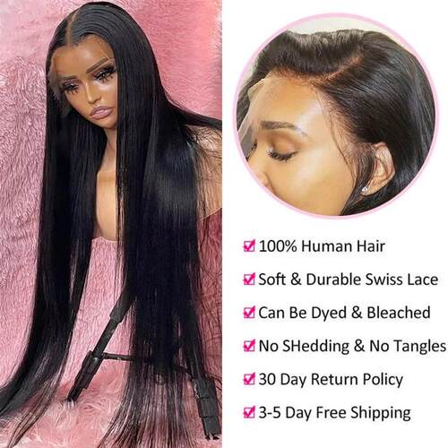 13x4 13x6 Transparent Lace Front Wigs 36inch Bone Brazilian