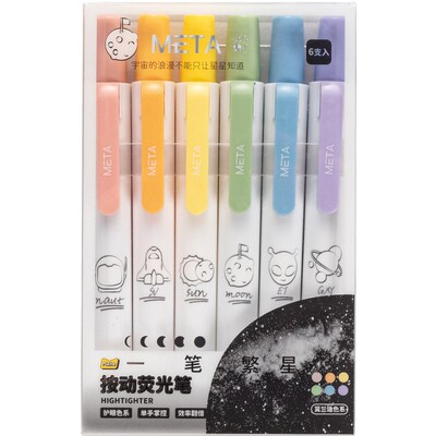 Color highlighter a set of 6color marker pens萤光记号笔