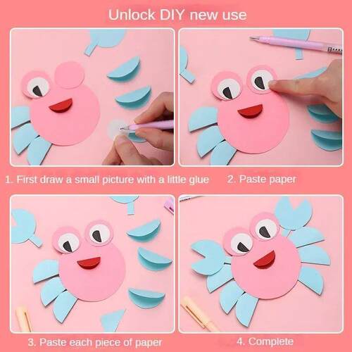 Solid Glue Stick Pen Shape Candy Color Quick-drying High Vis