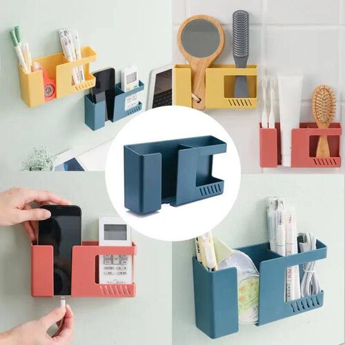 2 In 1 Punch Free Wall Mounted Organizer Remote Control Stor
