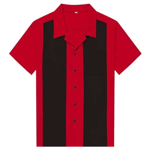 Plus Size Mens Shirts Red and Black Splicing Group Suits Re