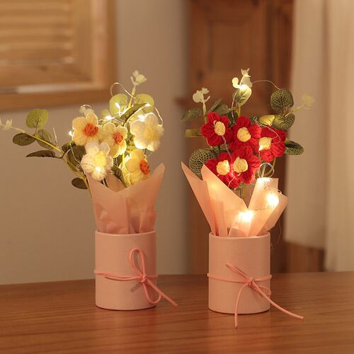 Simulated Flower Puff Hug Bucket Small Bouquet Handmade Flow