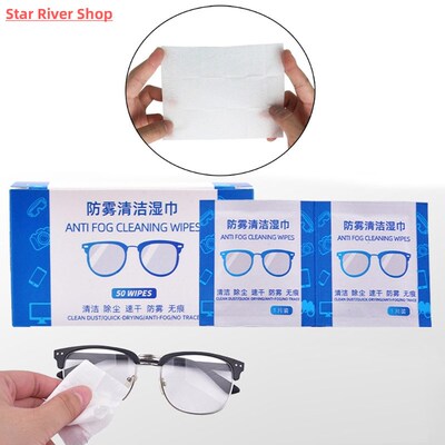 50Pcs Anti-Fog Wipes for Glasses Pre-moistened Antifog Lens