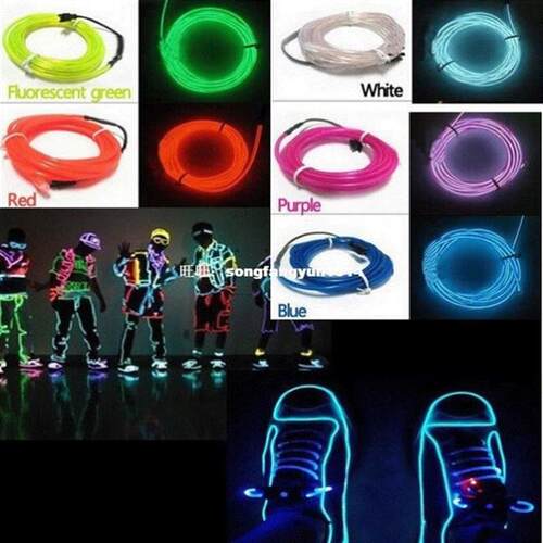 1 /5 Flexible Led Neon Light flexible EL Wire Rope Tube Ca