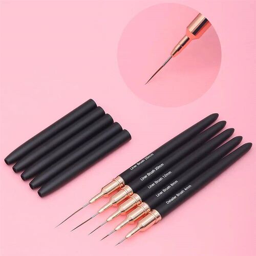 Black Nail Art Liner Brushes 5Sizes Painting Nail Design Pen