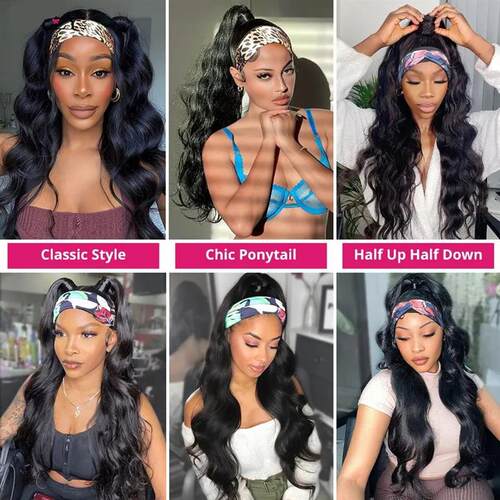 Headband Wigs Body Wave Brazilian Human Hair Wig with Headba