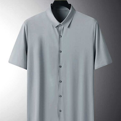 Summer Chubby Mens Large Size Ice Silk Slip-free Short-slee