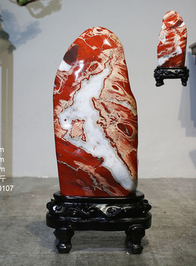 天然南非红碧玉奇石鸡血石摆件原石观赏自然红色石头宝玉客厅装饰