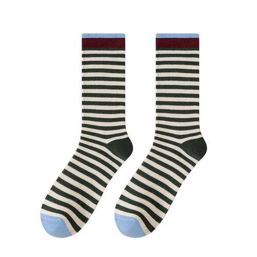 Striped Trendy Socks Colorful Striped Mid-Calf Cotton Socks