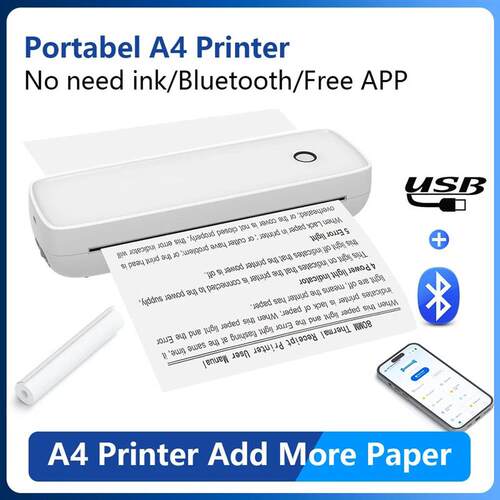 A4 Thermal Printer A80 Portable Printer Rechargeable printer