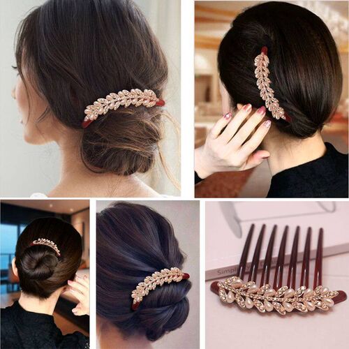 Pearl Seven-tooth Comb Hair Comb Inlaid Rhinestone Coil Hair