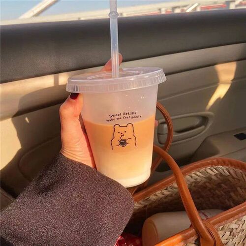 Kawaii Water Bottle For Coffee Juice Milk Tea Cute Plastic C