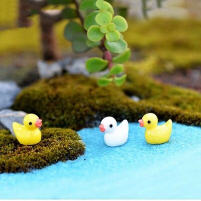 50PCS Cute Mini Resin Yellow Duck Ornament Miniature Figures
