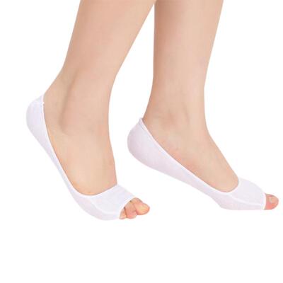 Women Girl Summer Solid Cotton Thin Open Toe Boat Socks Low