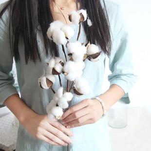 10 Heads of Natural Cotton 53cm Branch Artificial Flowers Ho