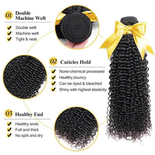 Indian Kinky Curly Hair Bundles Human Hair Weave 30 34 36 In
