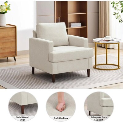 Mid-Century Accent Chair,Modern Linen Fabric Armchair for Li