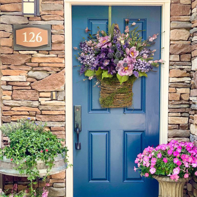 Lavender Basket Wreaths Front Door Artificial Floral