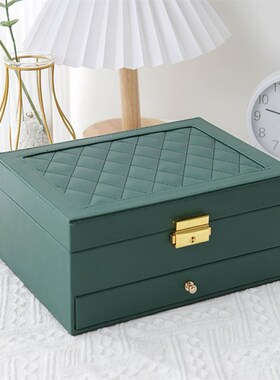 Jewelry box earring storage box necklace ring two layers