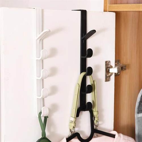 97N Plastic Over-the-Door Hook Rack, No-Drill Wardrobe Hooks