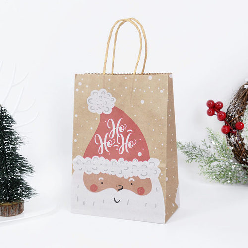 21cm Large Christmas Gift Bags 5 Pieces Kraft Paper Bag for