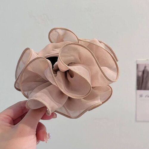 New Large Chiffon Claw Clip Hair Bow Large Size Black Fabric