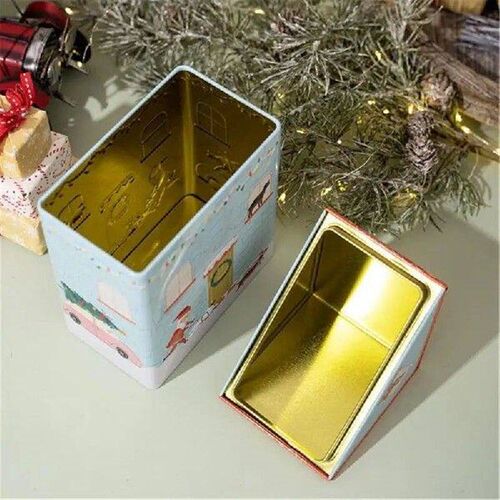 808A Novelty Blue Pet House Tin Box Storage Case for Office