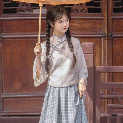 Peoples Improved Hanfu Full Open-breasted Inverted Large-sl