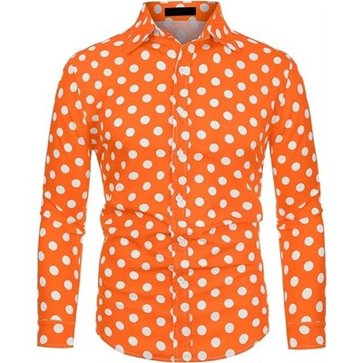 Fashion D Printed Mens -color Polka Dot Long-sleeved