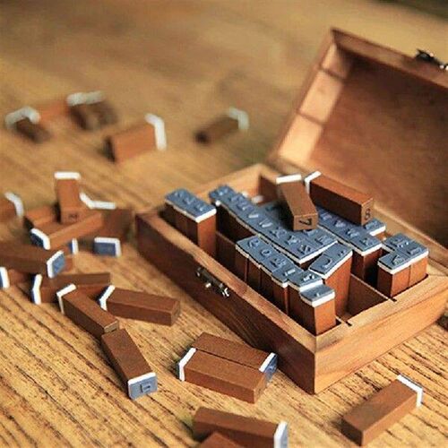 70-Piece DIY Diary Wooden Rubber Stamp Set with Wooden Box,