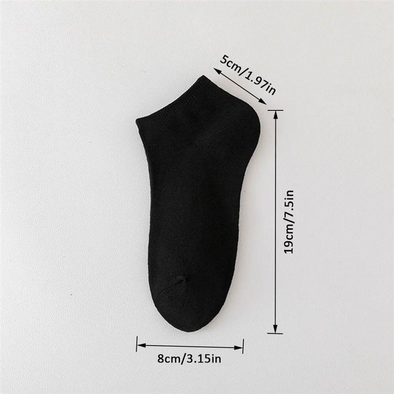5/7/10 Pairs of Men/women Boat Socks, Plain Color, Anti Odor - 实物图
