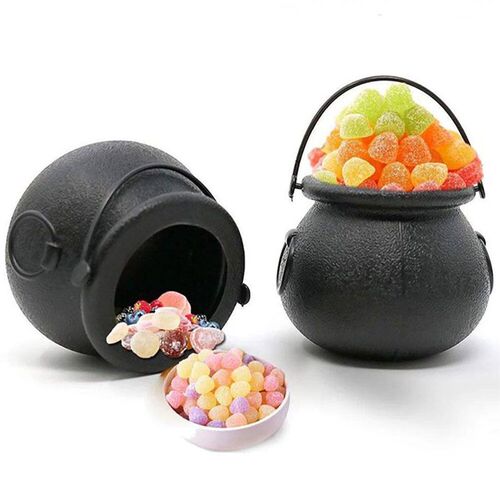 Halloween Witch Cauldron Decoration,Mini Black Plastic Witch