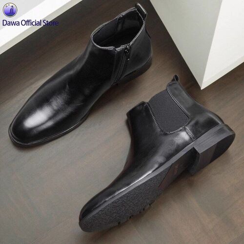 39-50 Big Size Mens Chelsea Boots Classic Wooden Heel Shoes