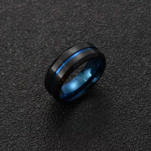 Simple two-color titanium steel ring ins personality mens b