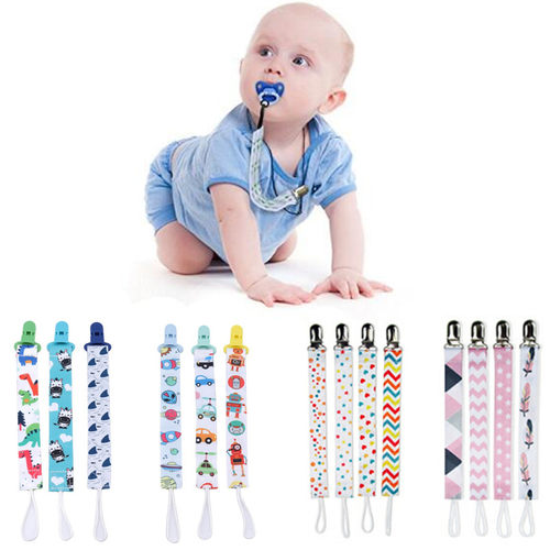 1 Pack Baby Pacifier Clip Chain Ribbon Holder Pacifier 4 Pcs