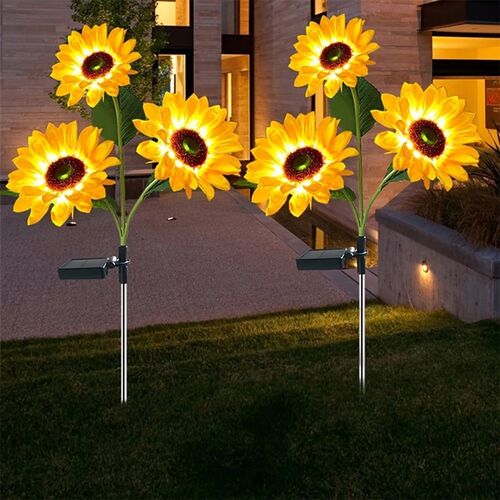 1/3 Head LED Solar Simulation Sunflower Lights Garden Yard L