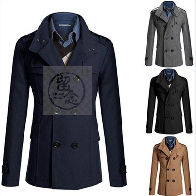 ~Mens Woolen windbreaker autumn and winter mens British sl