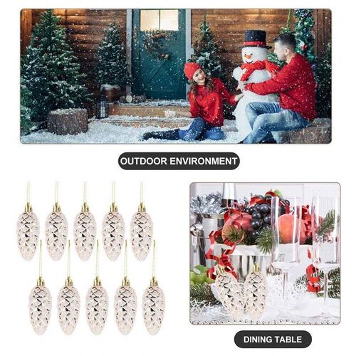 5Pcs Christmas Painted Pine Cone Balls Hanging Pendants Merr