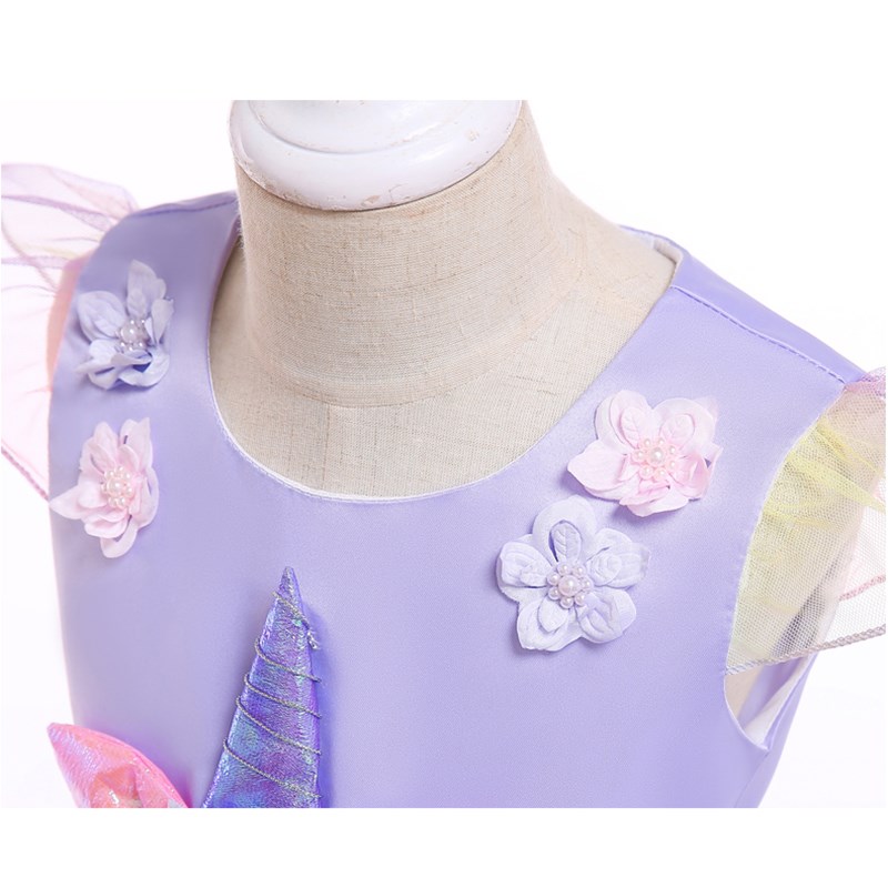 New Girl Rainbow Unicorn Dress For Kids Embroidery Ball Gown图片