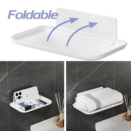Punch-Free Foldable Wall Mounted Shelf Saving Space Folding